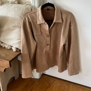 Women’s SHEIN Oversized Half button Up Shirt Sweatshirt